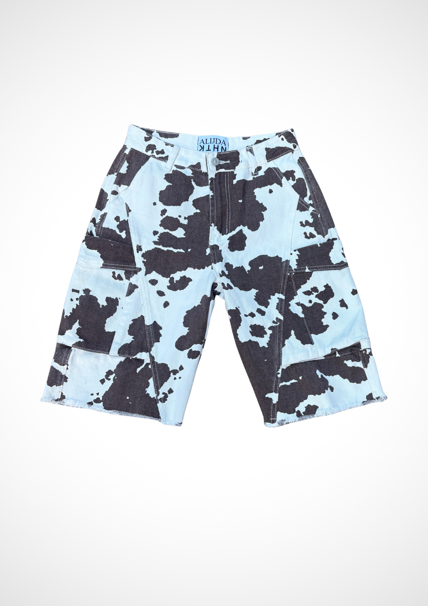 ALIJDA X NHTK Oversized Denim Cow Print Bermuda