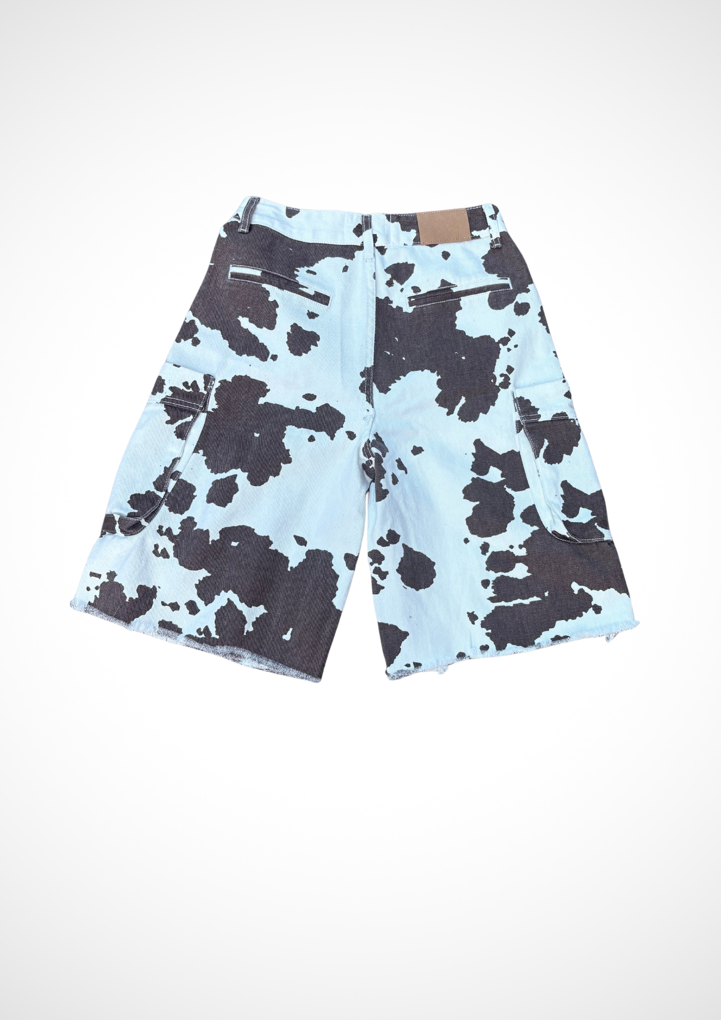 ALIJDA X NHTK Oversized Denim Cow Print Bermuda