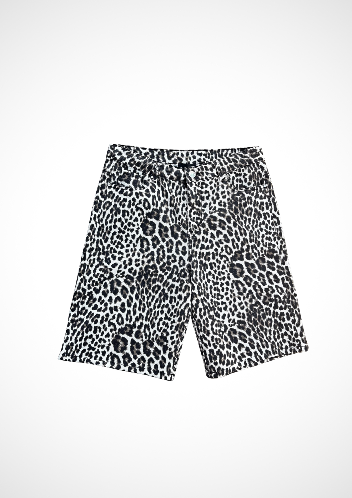 ALIJDA X NHTK Oversized Denim Leopard Bermuda