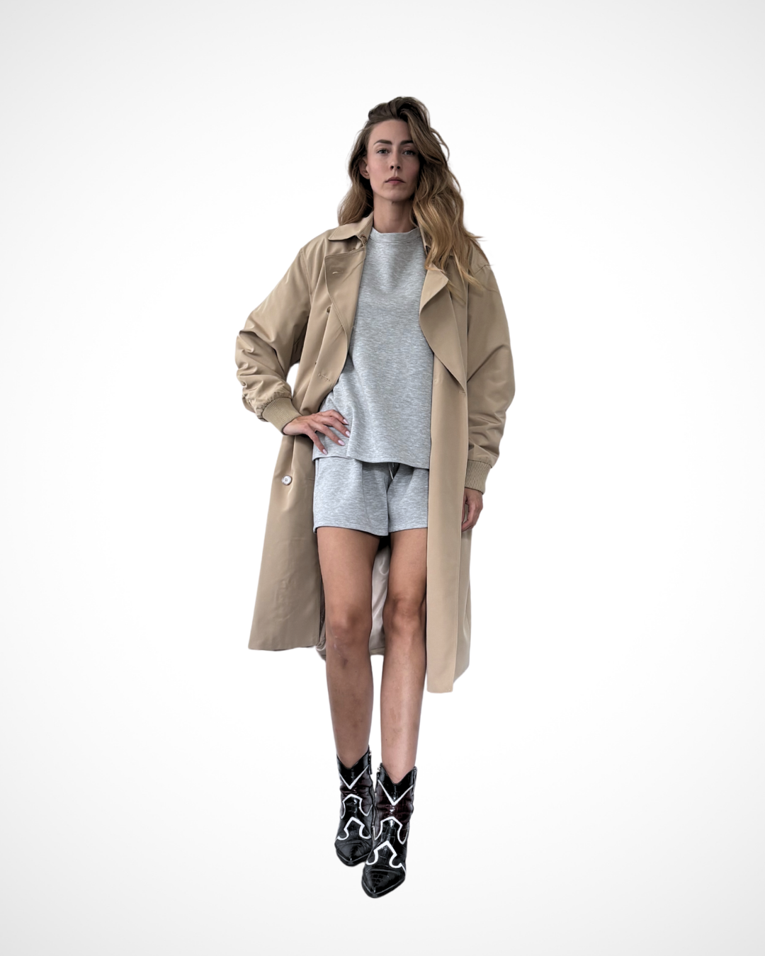ALIJDA X NHTK Beige Trenchcoat with Bomber-Inspired Upper