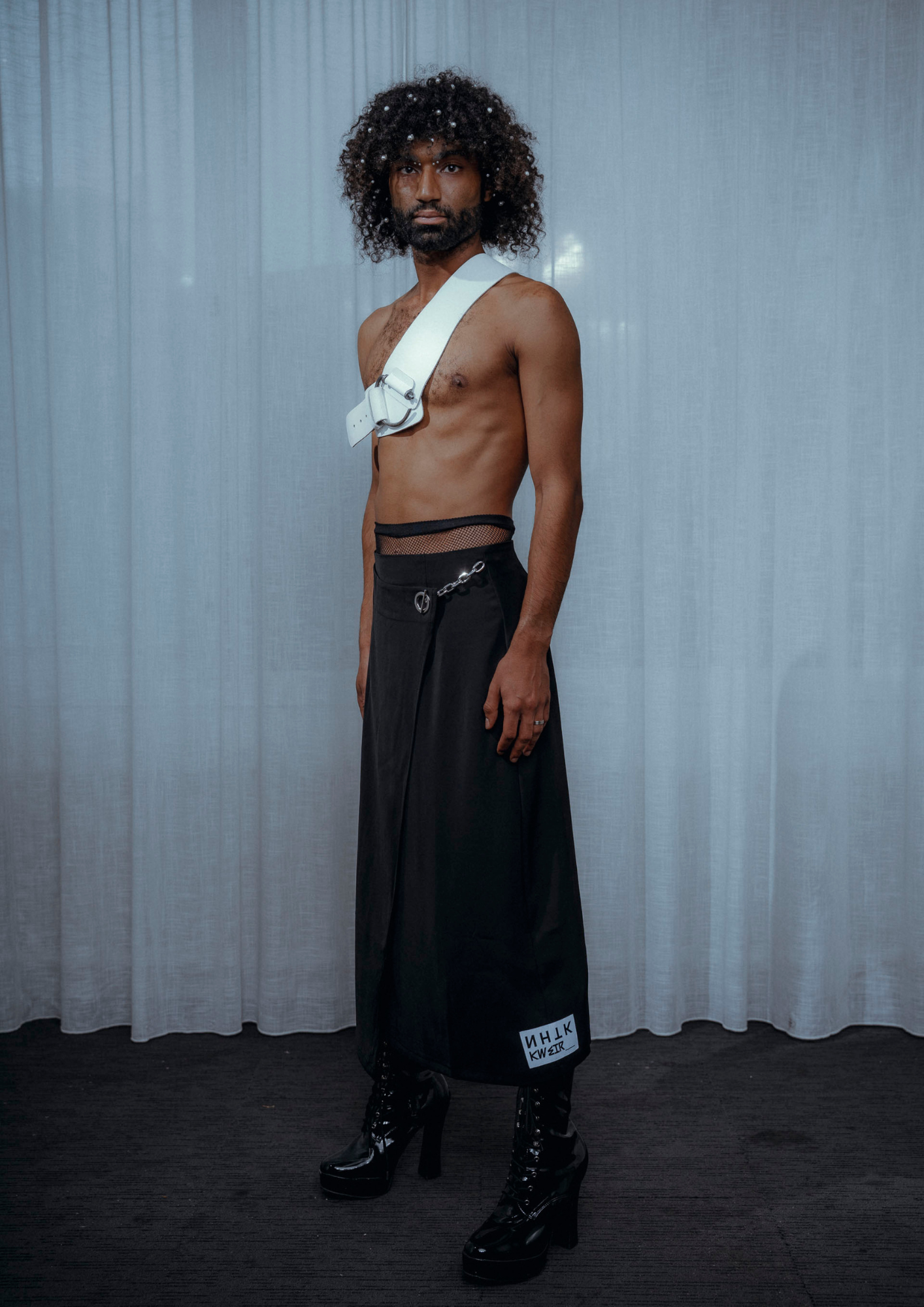 Black Wrap Skirt Metal Chain Detail