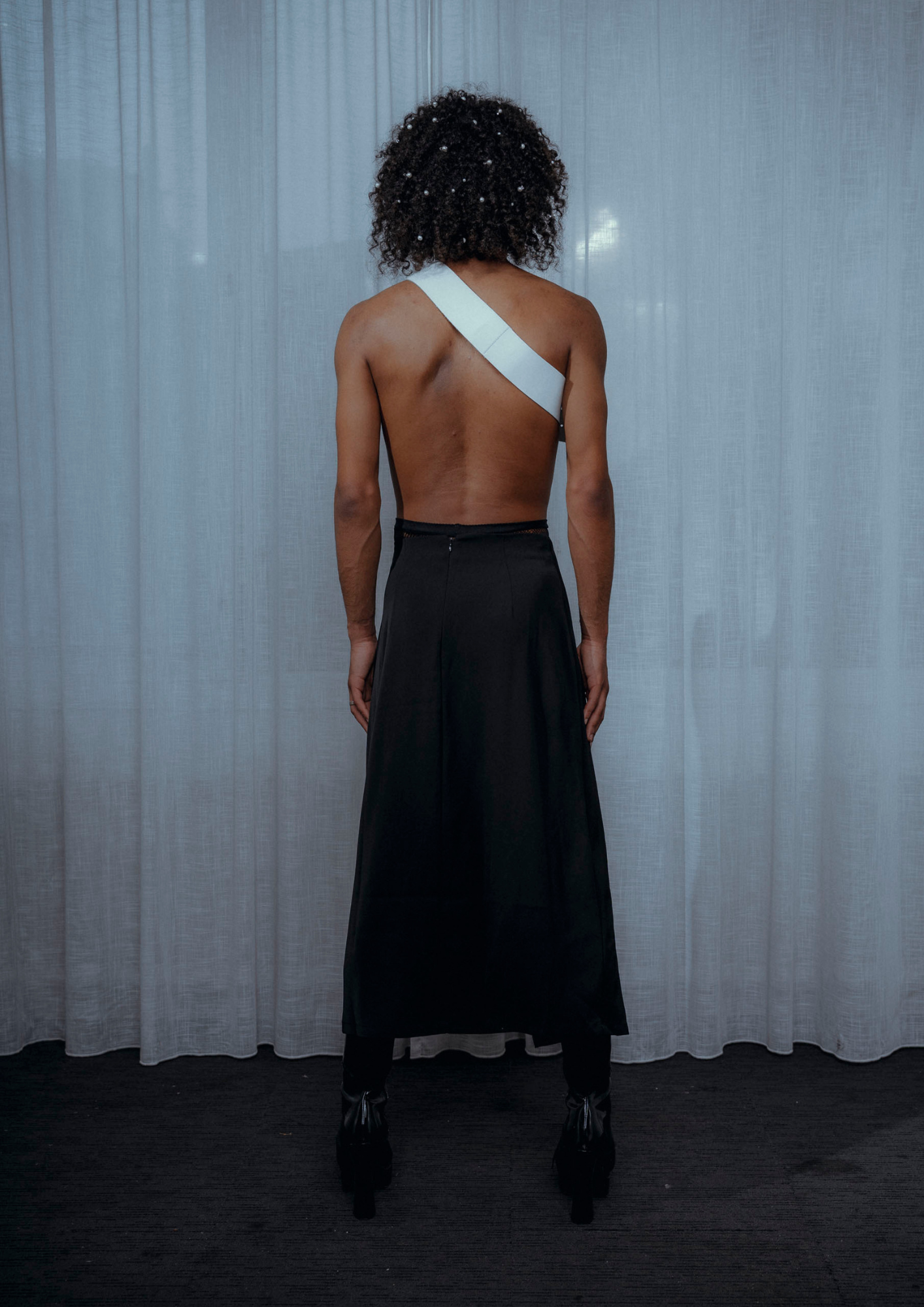 Black Wrap Skirt Metal Chain Detail