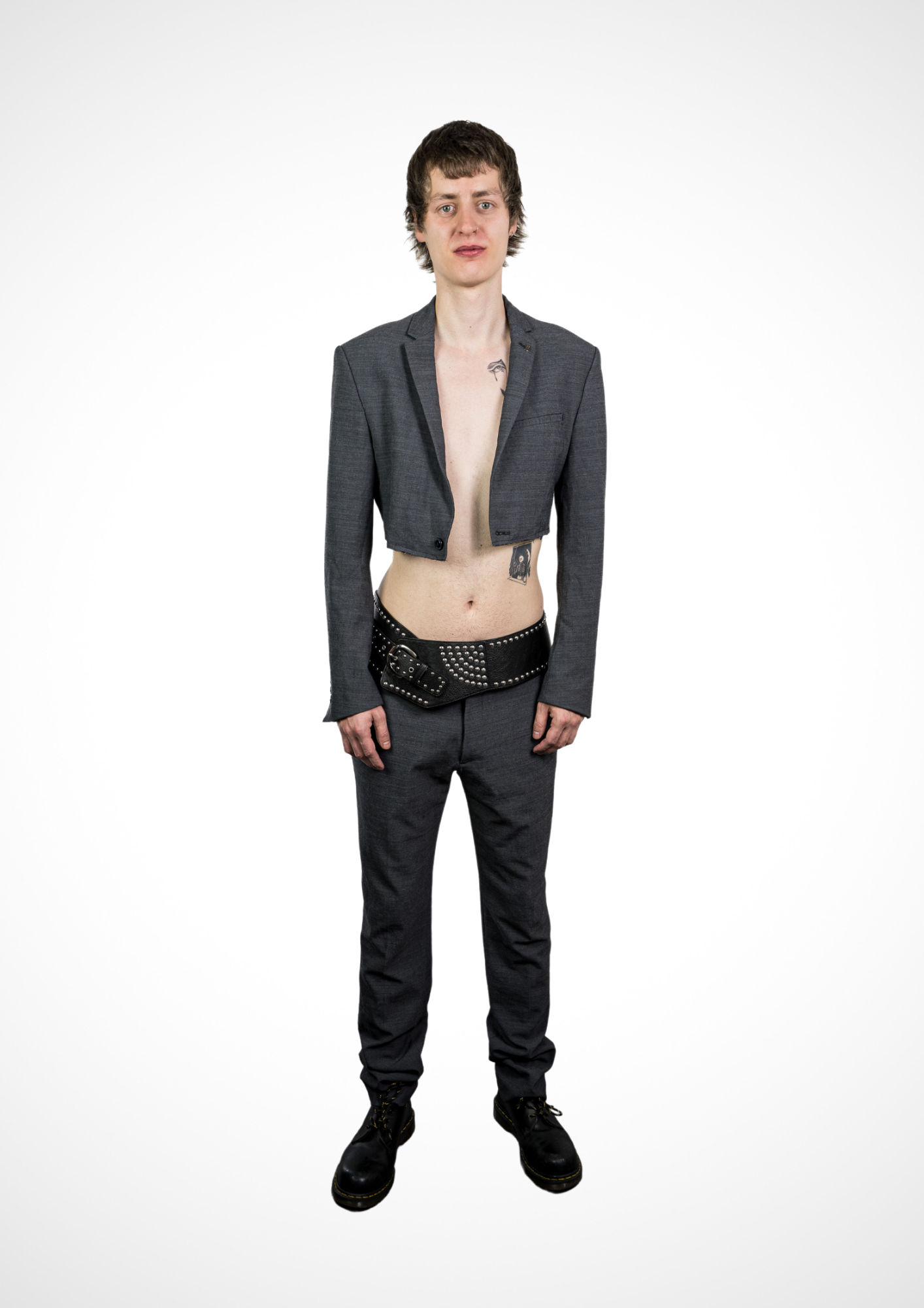 Upcycled Cropped Blazer Grey NO GENDER