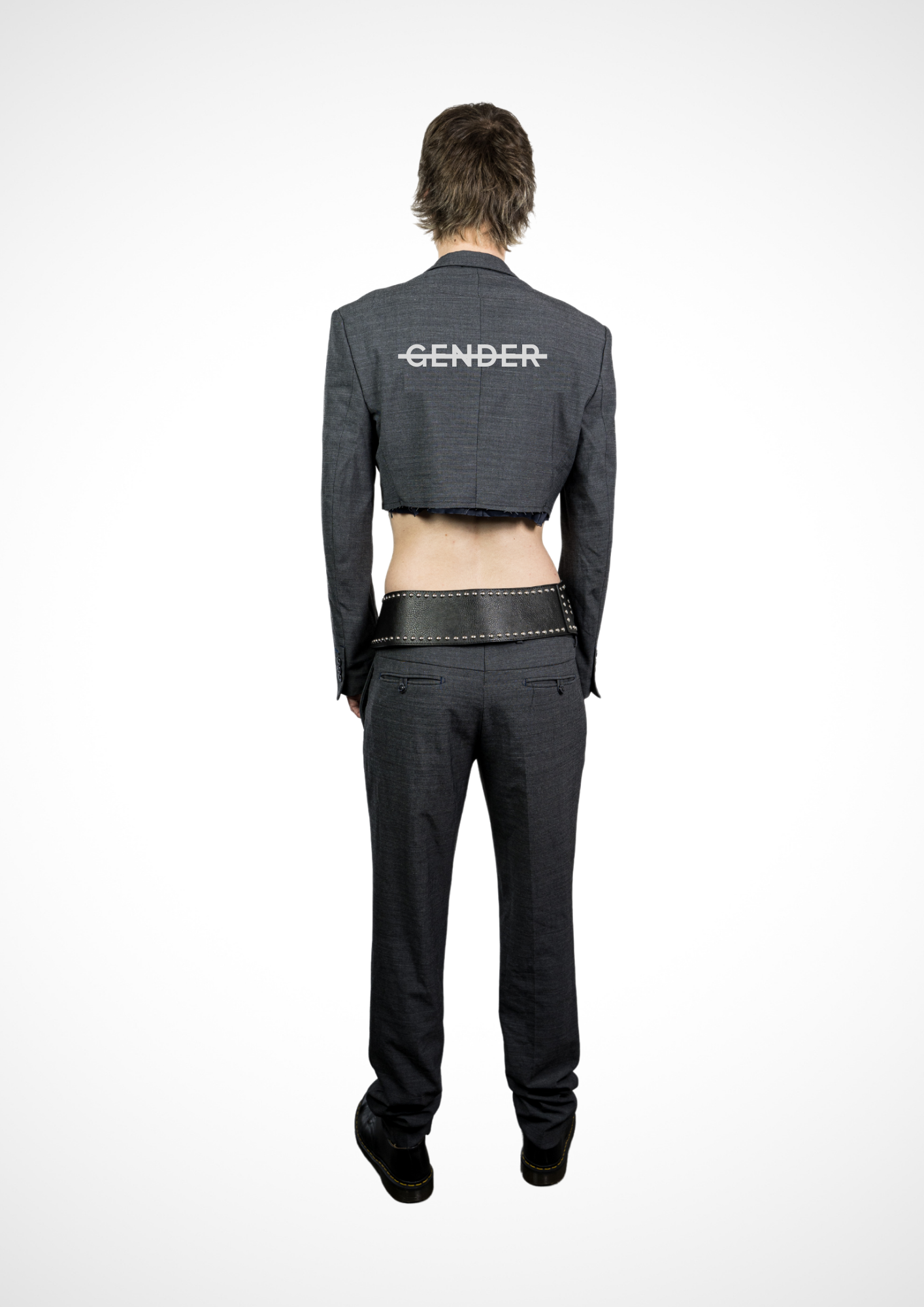 Upcycled Cropped Blazer Grey NO GENDER