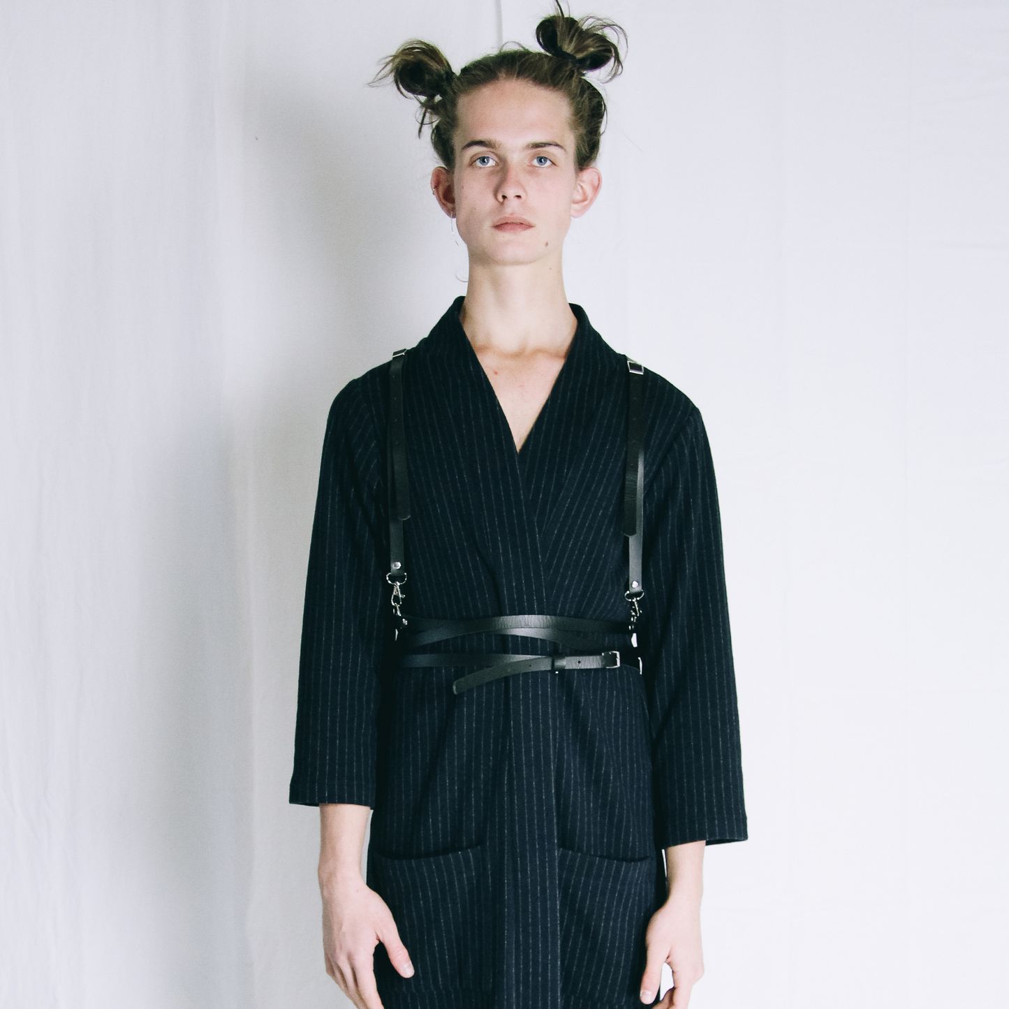 Oversized coat navy pinstripe