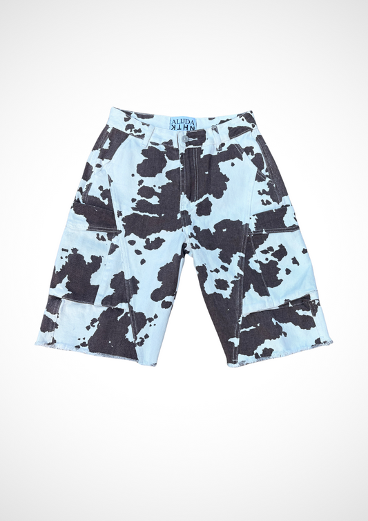 ALIJDA X NHTK Oversized Denim Cow Print Bermuda