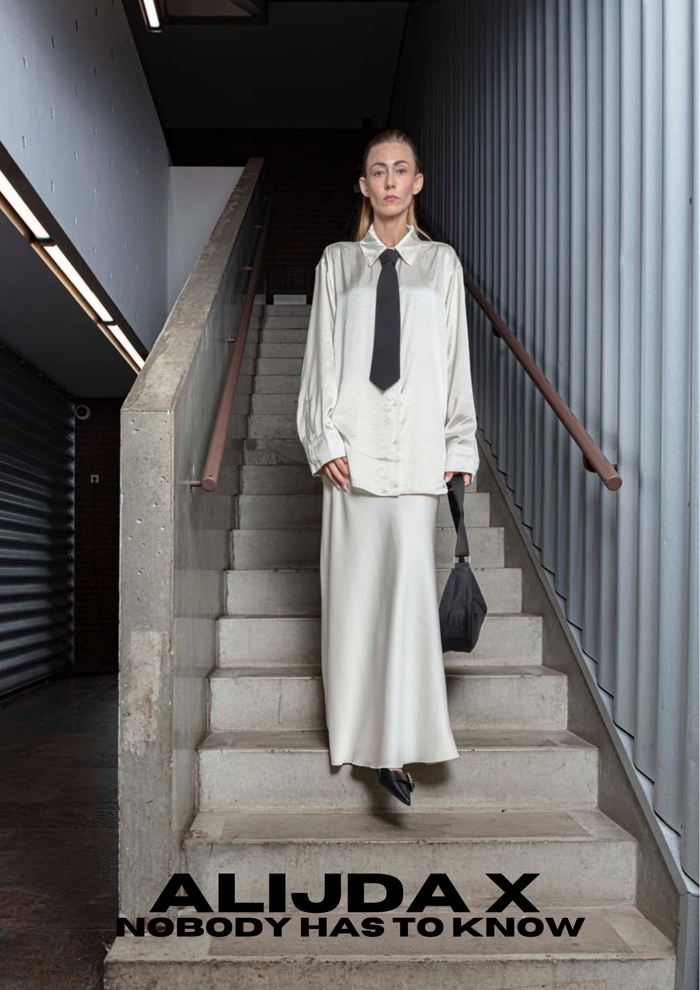 ALIJDA X NHTK Oversized Satin Shirt Off White