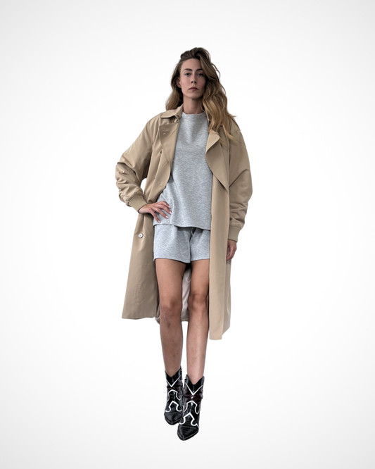 ALIJDA X NHTK Beige Trenchcoat  with Bomber-Inspired Upper