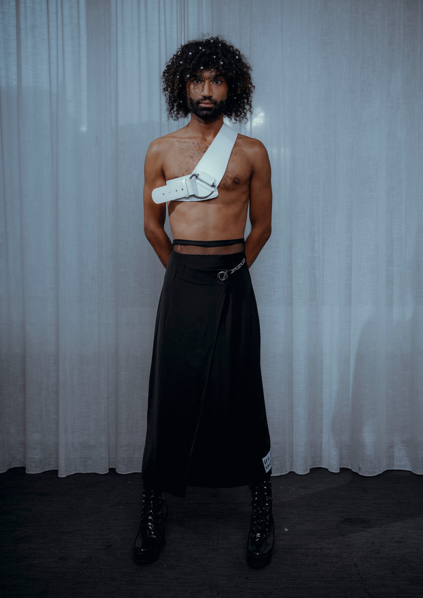 Black Wrap Skirt Metal Chain Detail