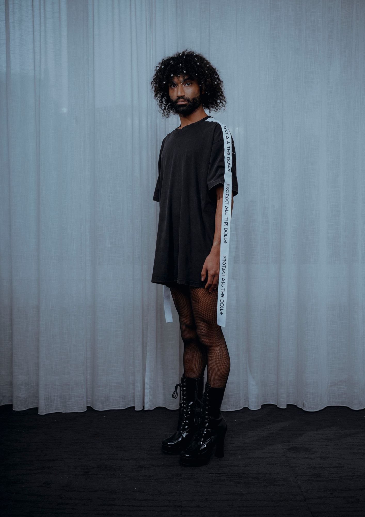 Heavy Oversized Acid-Washed Tee PROTECT ALL THE DOLLS