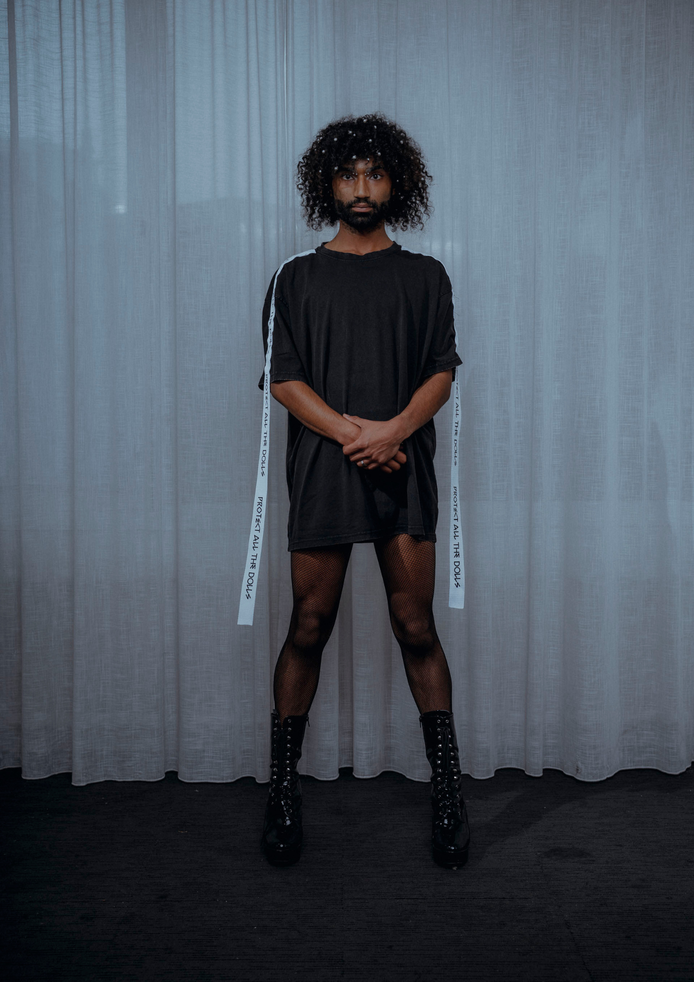 Heavy Oversized Acid-Washed Tee PROTECT ALL THE DOLLS