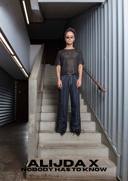 ALIJDA X NHTK Sheer Embossed T-Shirt Black