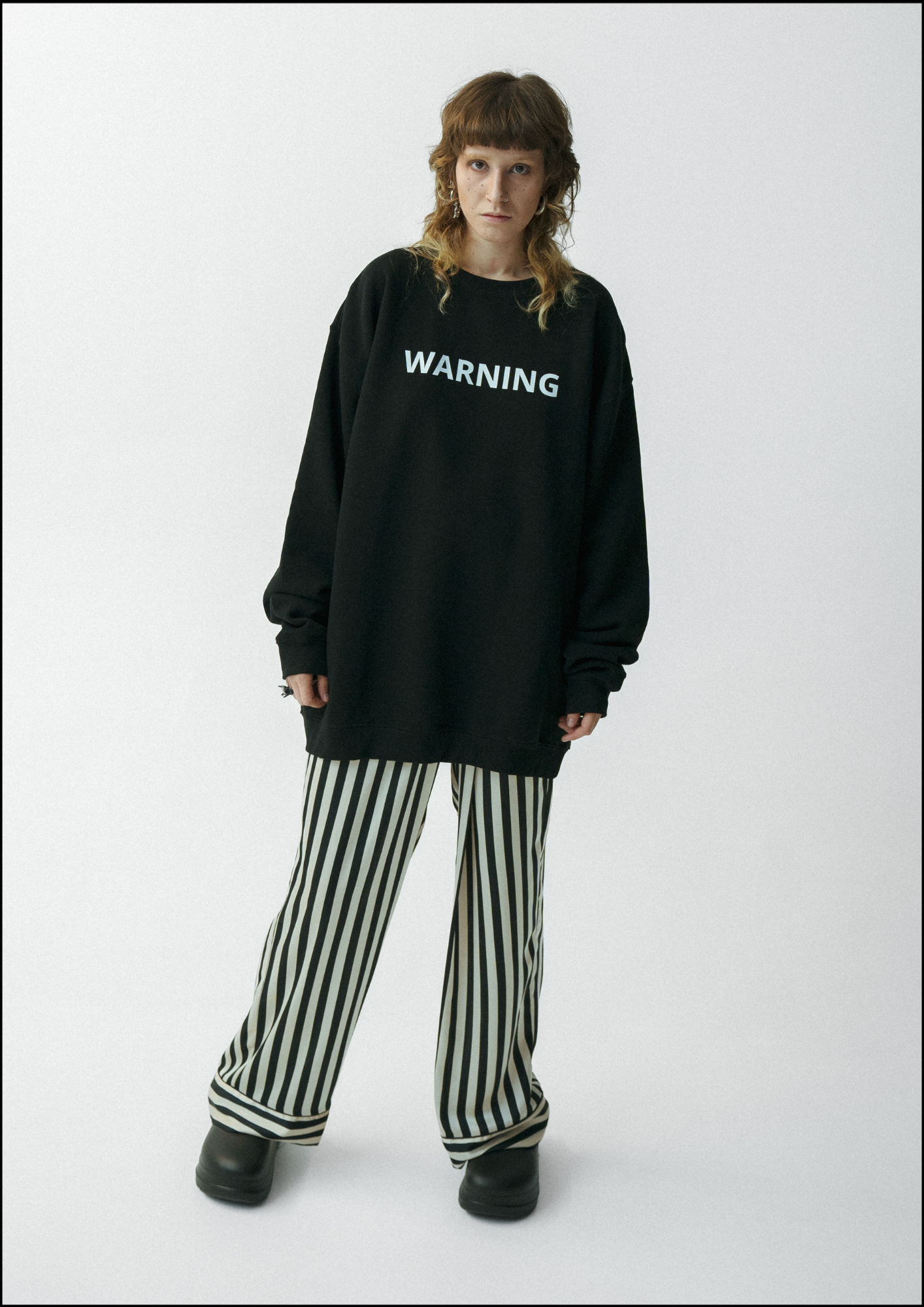Warning Sweater Black