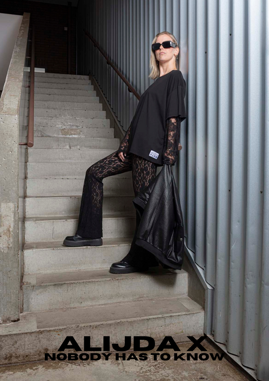 ALIJDA X NHTK Lace-Sleeved T-Shirt
