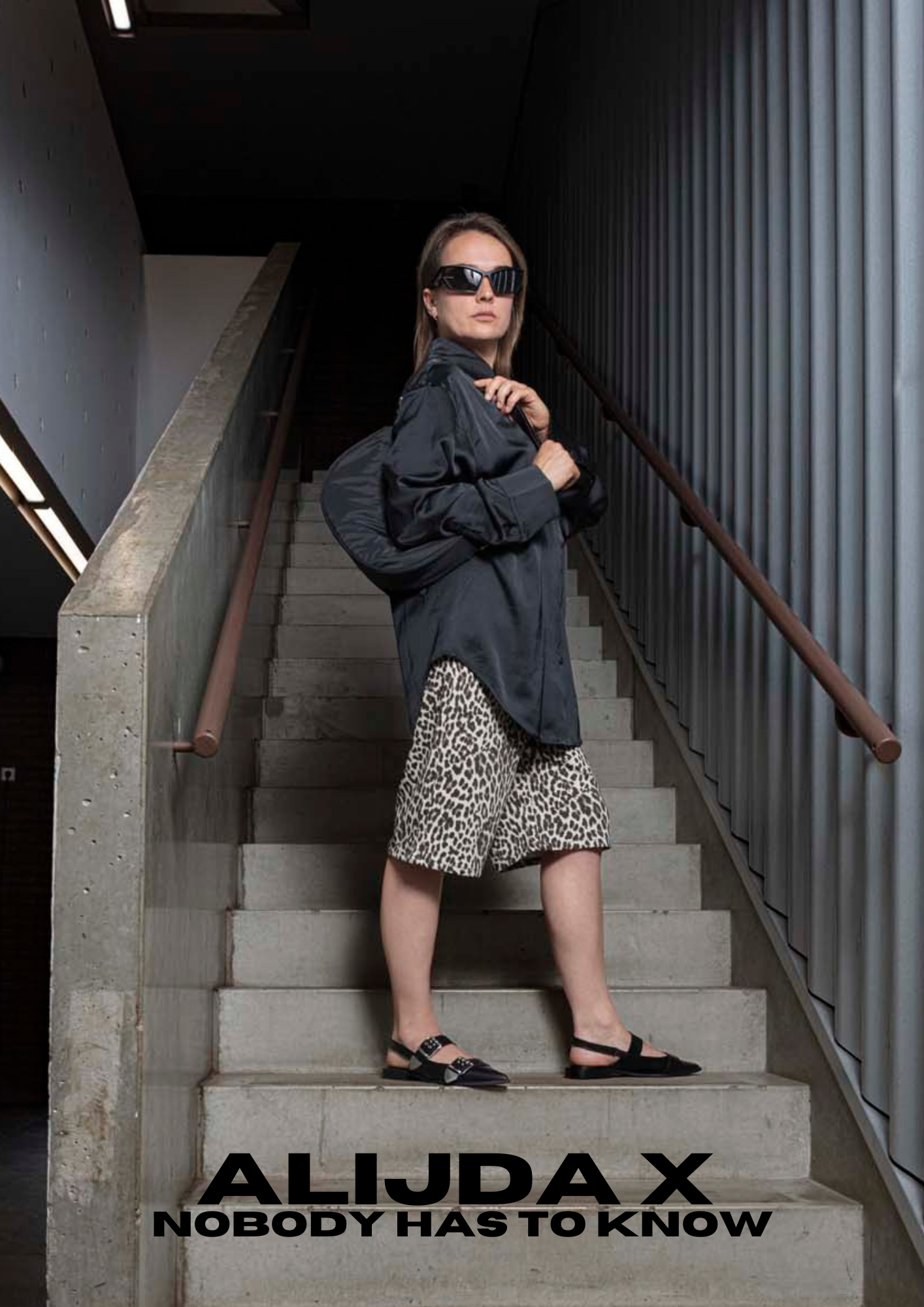 ALIJDA X NHTK Oversized Denim Leopard Bermuda