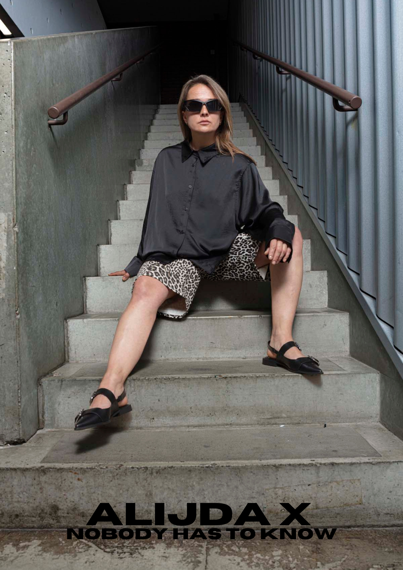 ALIJDA X NHTK Oversized Denim Leopard Bermuda