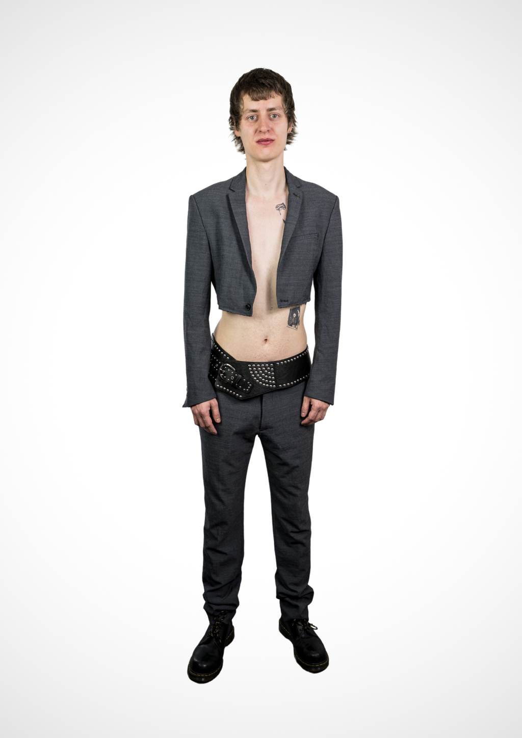 Upcycled Cropped Blazer Grey NO GENDER