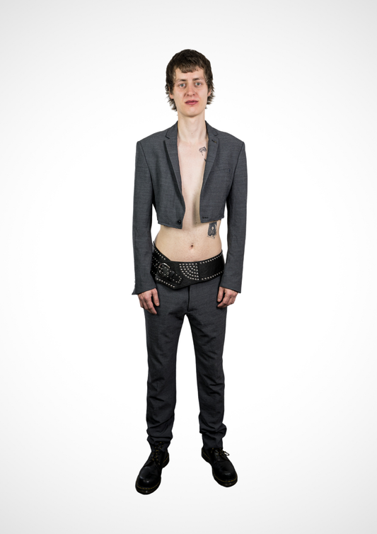 Upcycled Cropped Blazer Grey NO GENDER