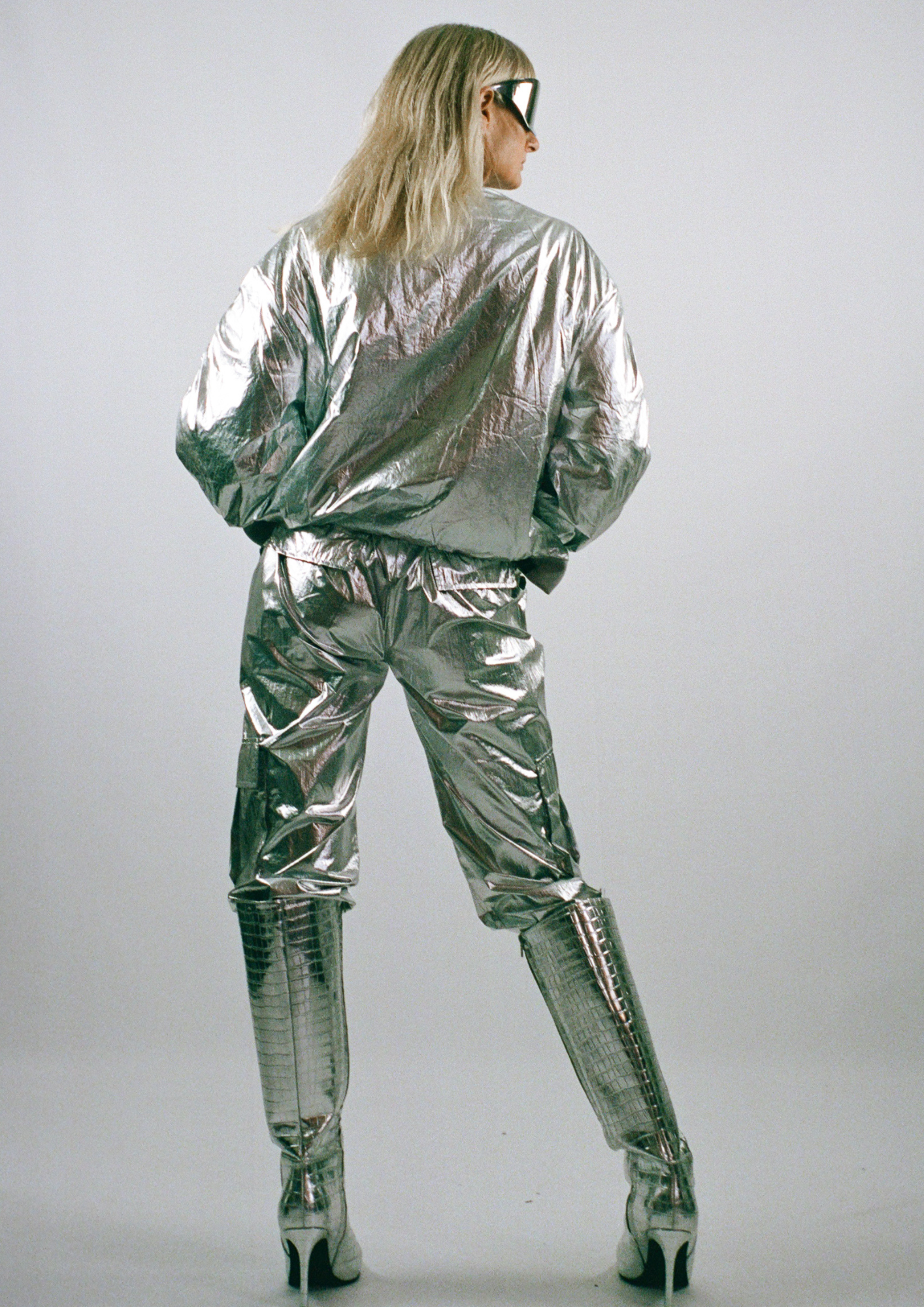 Parachute mettallic trousers silver