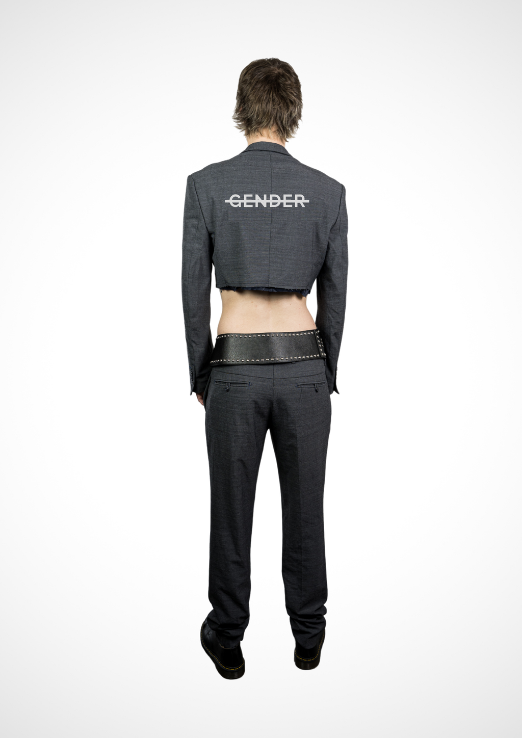 Upcycled Cropped Blazer Grey NO GENDER