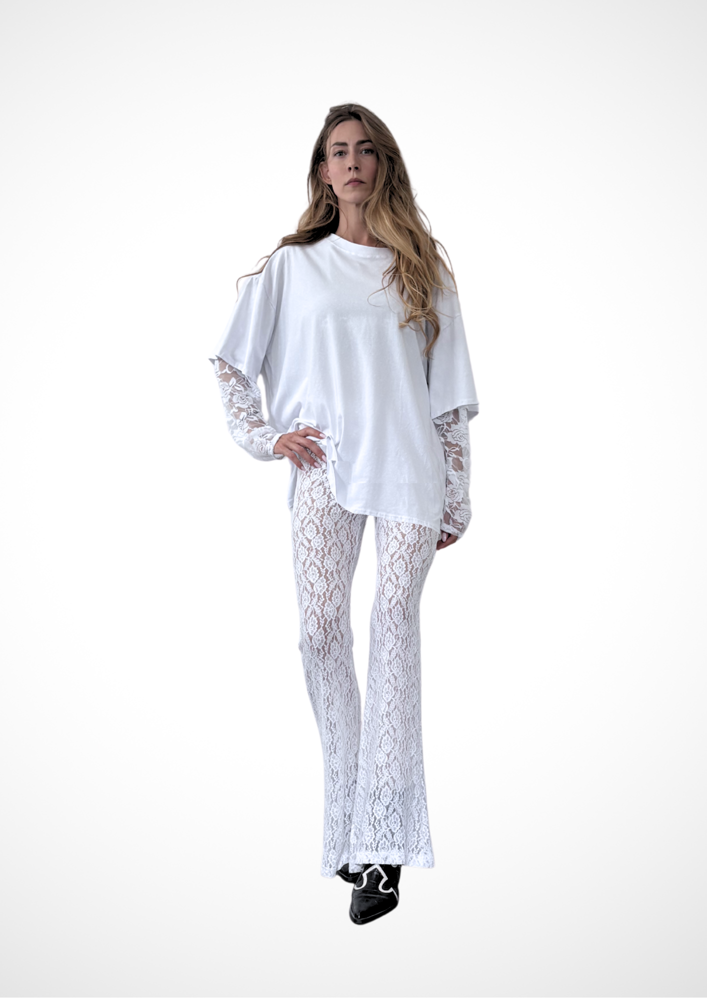 ALIJDA X NHTK Lace Flare Pants