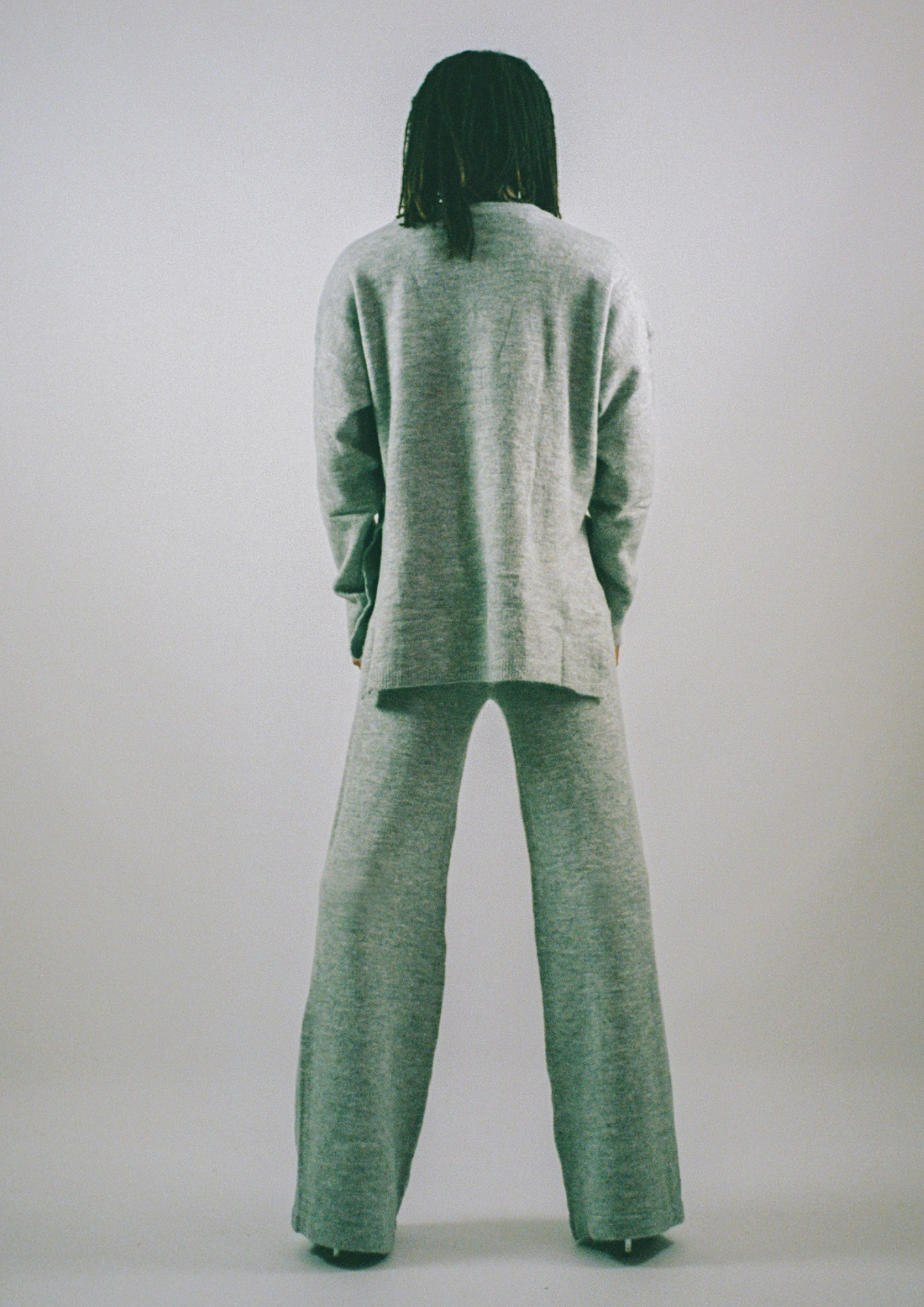 Wide leg knitted pants grey
