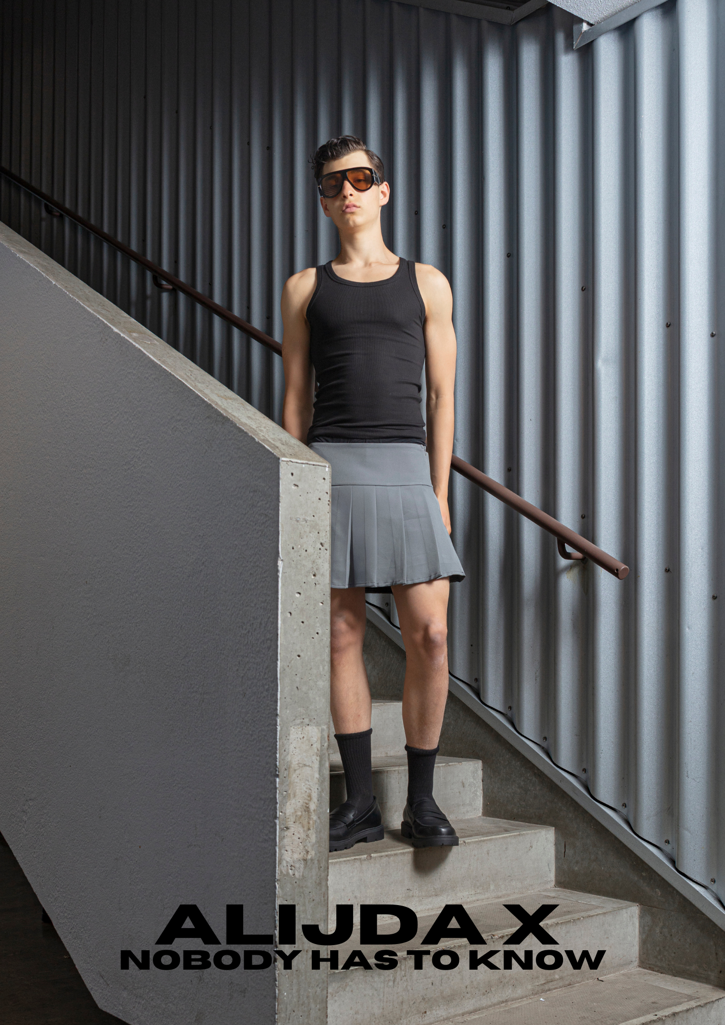 ALIJDA X NHTK Pleated Mini Skirt Shorts Grey